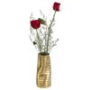 Fabulaxe 9 H Ceramic Bent Melted Modern Style Sculpture Table Centerpiece Flower Vase, Gold QI004053.L